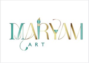 MARYAM ART GALLERY LOGO , לוגו מרים ארט בצבע זהב וירוק טורקיז