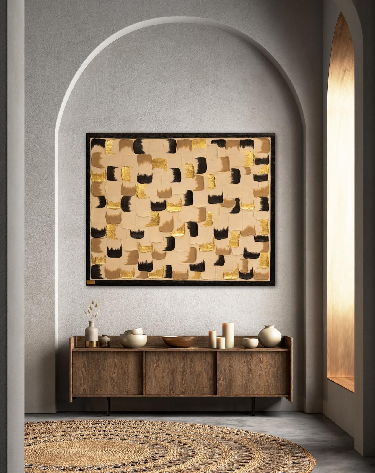 Maryam Art Gallery – Handmade Canvas Wall Art אמנות קנבס בעבודת יד בצבע מוקה ושחור וחום